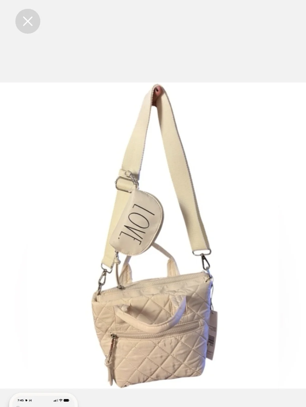 Rae Dunn Duo Quilted Convertible Crossbody NWT